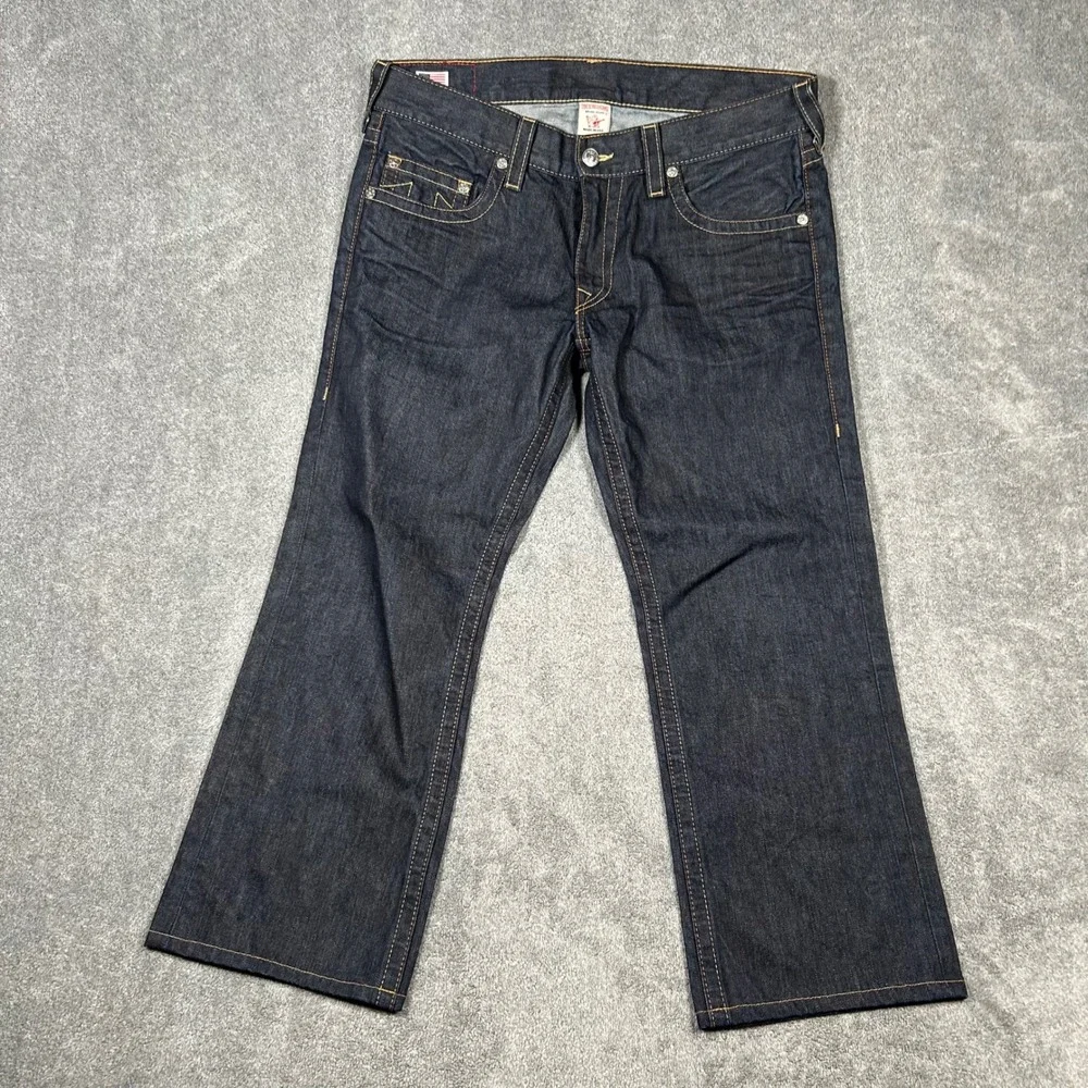 VTG True Religion Bobby Mens Dark Wash Straight Leg Jeans Men 38x28 USA Indigo